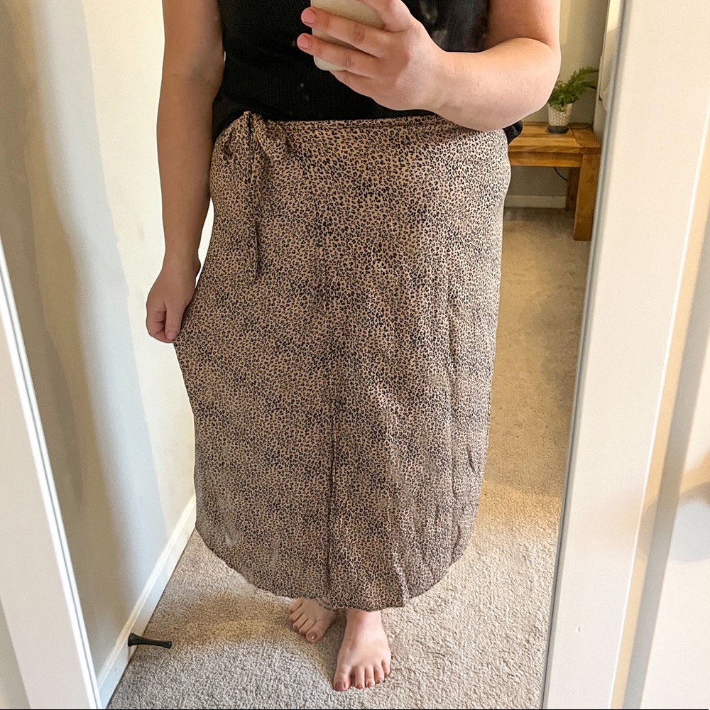 Urban Romantics Leopard Wrap MIDI Skirt